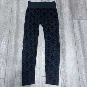 Maurice's Black Floral Pattern Leggings Large